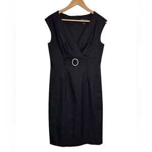 Dress Barn Black Silver Sparkle Midi Dress Size 10